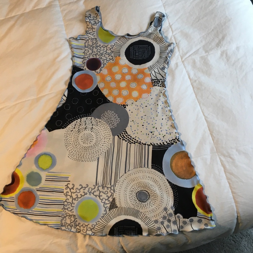 Multicolor Graphic Circle Print Summer Dress